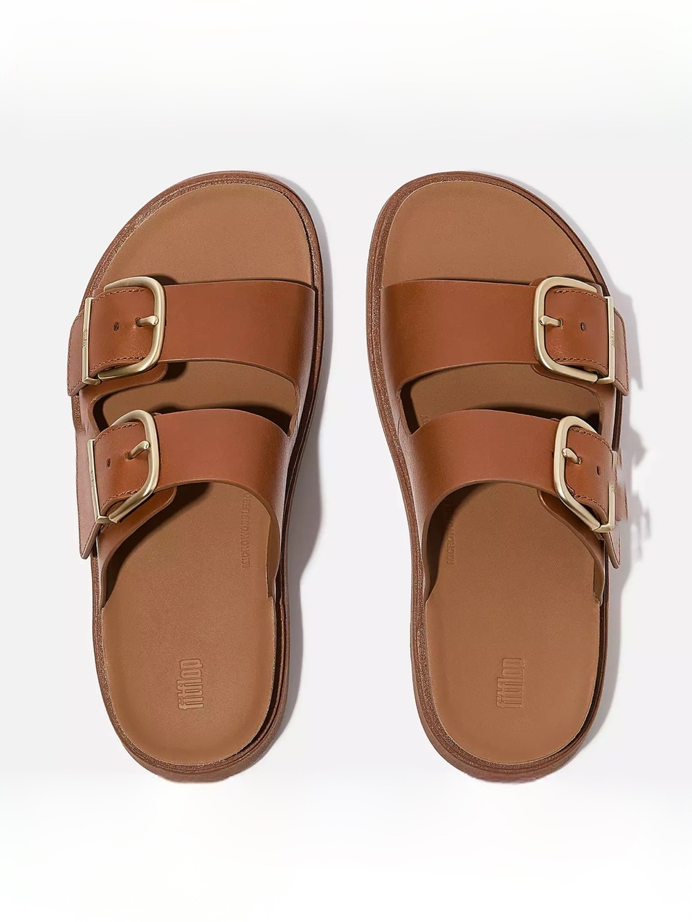 Fitflop GEN-FF Buckle Two Bar Leather Sandal Slides - Picture 3 of 10